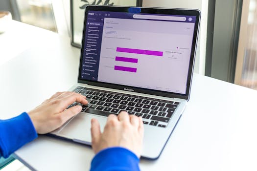 a person working on a laptop with data visualization