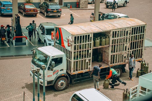 delivery truck navigating a busy street