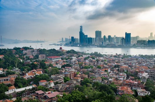 aerial view of a green urban environment