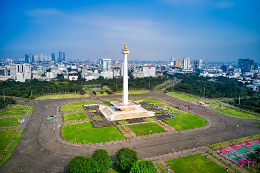 city skyline with greenery