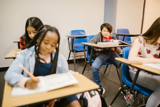 students using tablets in class